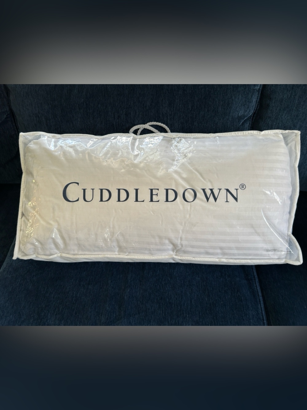 Cuddledown 800 fp White Duck Down Damask Stripe Cotton King Pillow NEW 20 x 36”